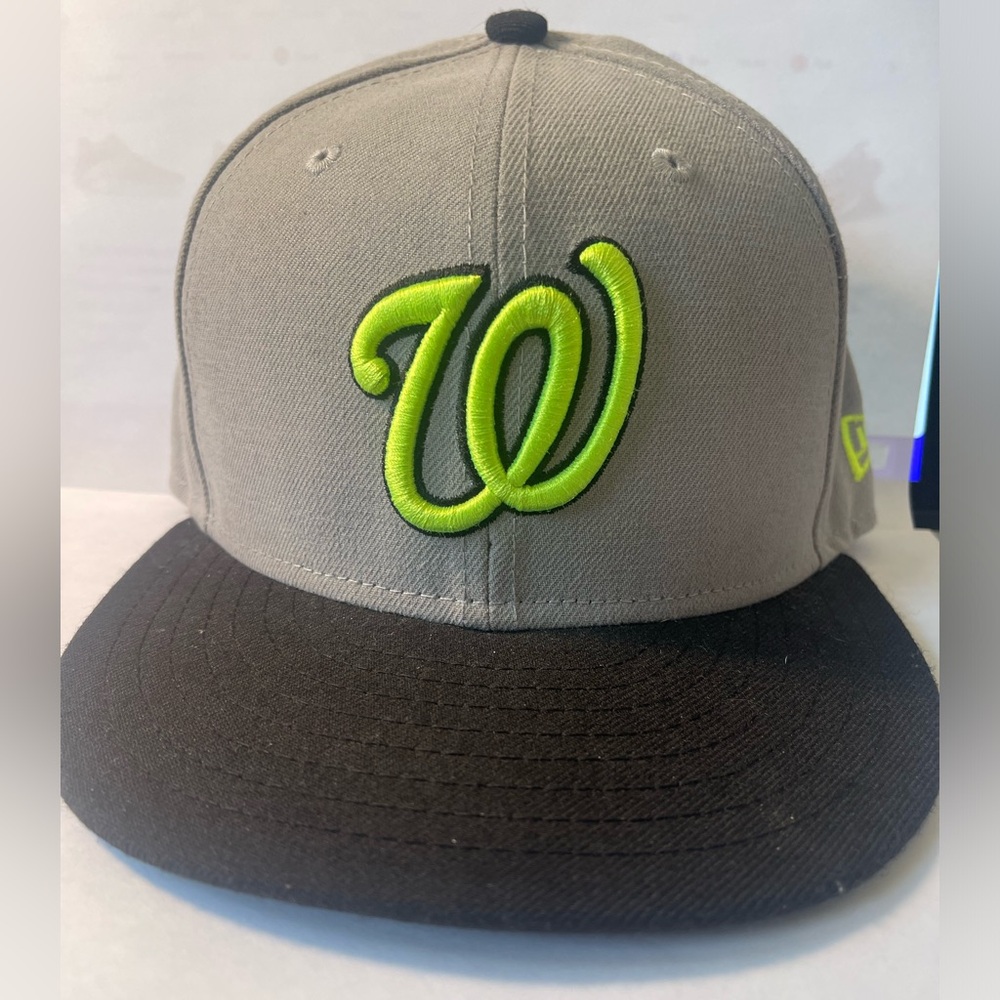 New Era Gray and Black Hat with Neon Green Logo